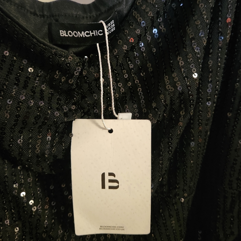 BloomChic Black Sequin Mesh Dress 22 NWT - Picture 2 of 3